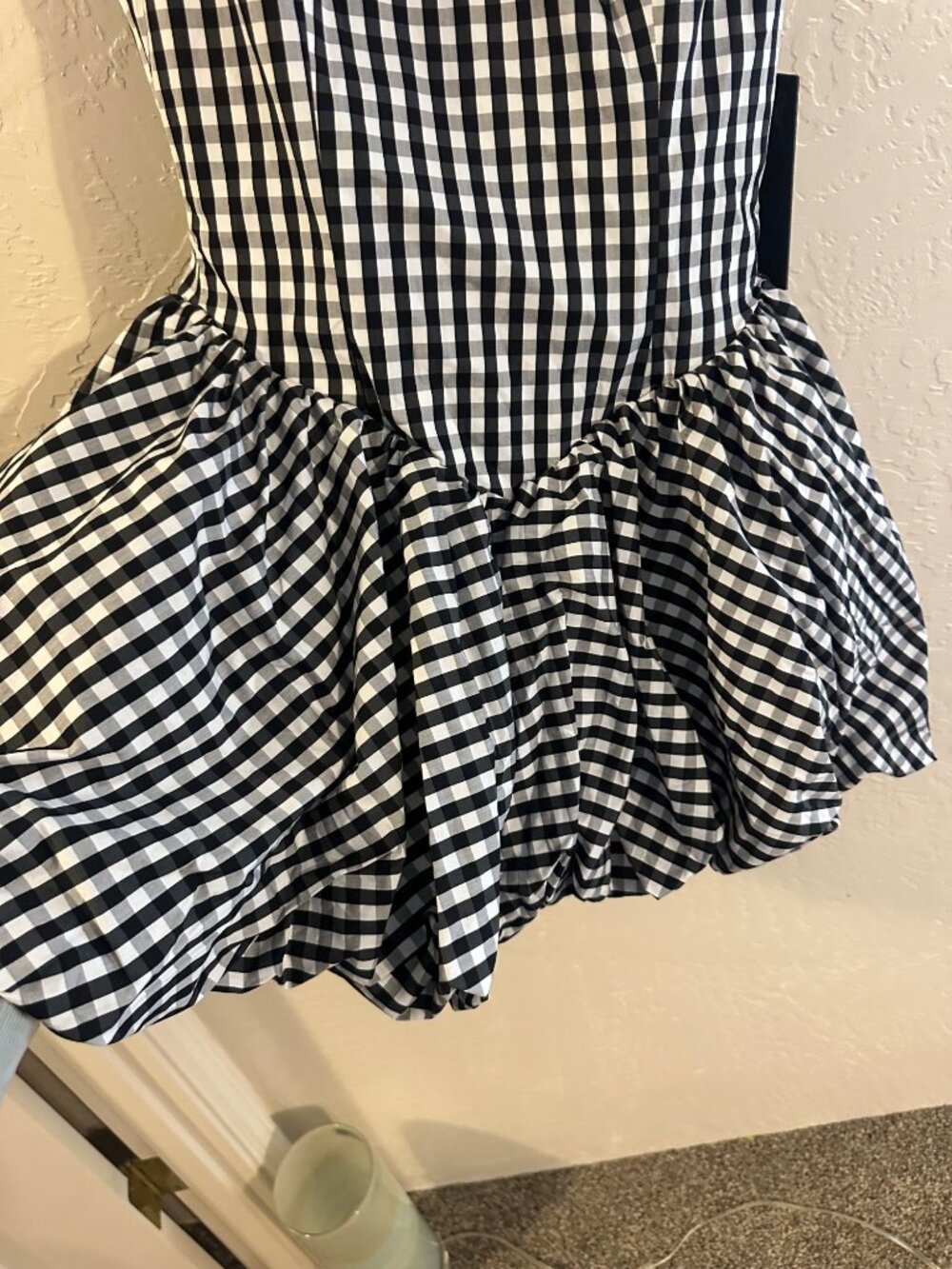 NWT Fashion Nova Luxe Austin Poplin Black & White Gingham Milkmaid Mini Dress - Picture 4 of 13